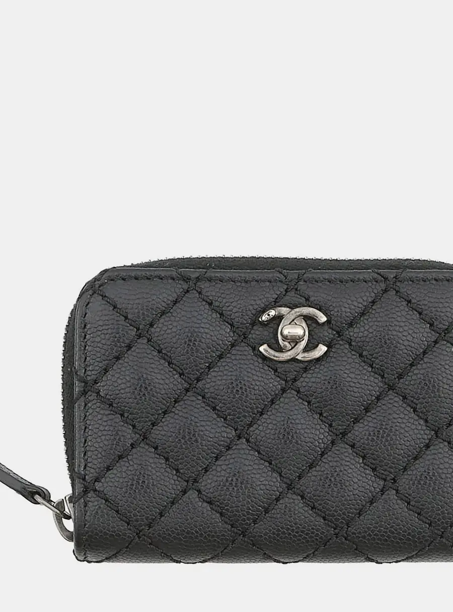 Chanel Quilted Black Caviar Leather Coin Purse