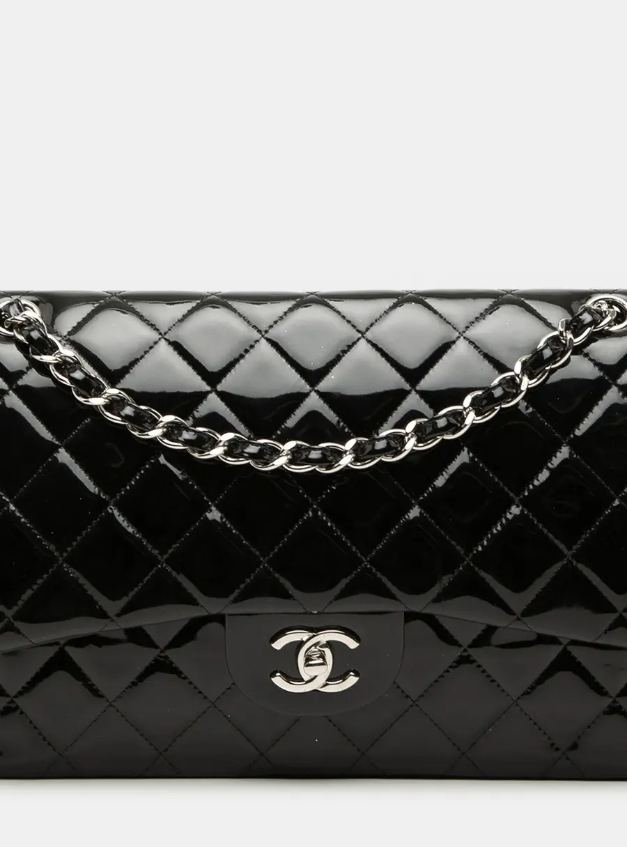 Chanel Jumbo Classic Black Patent Leather Shoulder Bag