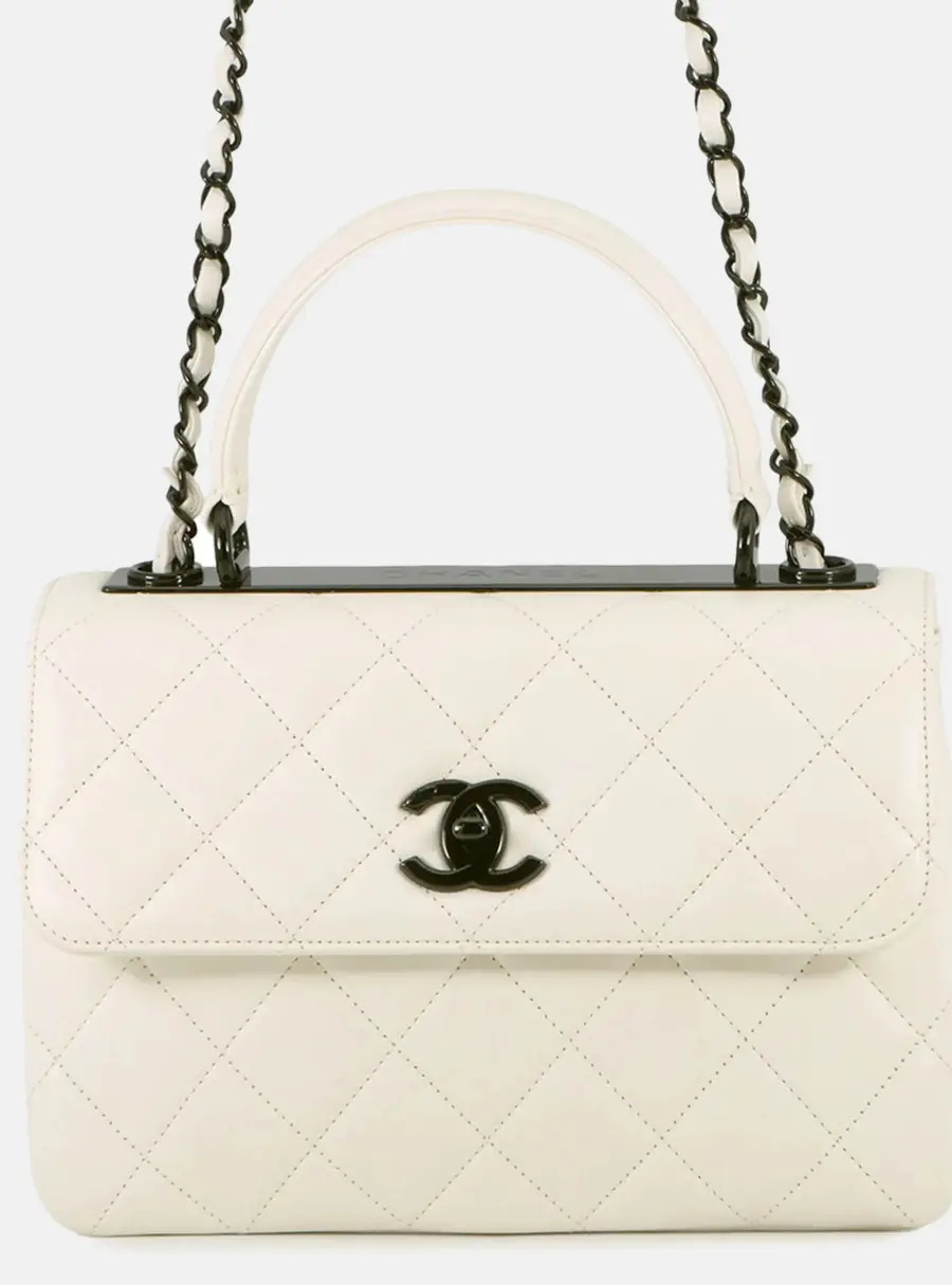 Chanel Trendy CC Small White Lambskin Leather Shoulder Bag