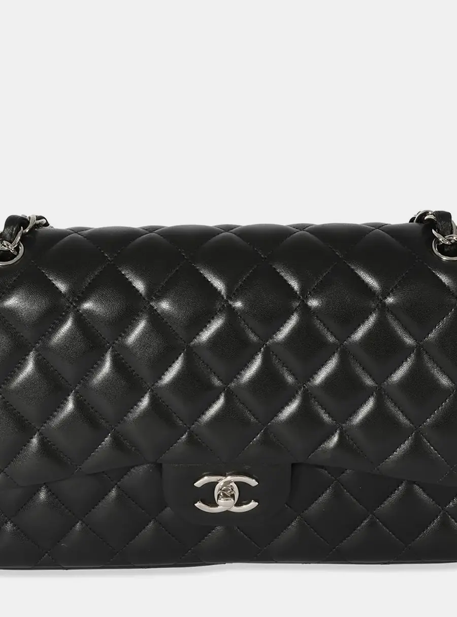 Chanel Classic Jumbo Black Quilted Lambskin Leather Shoulder Bag