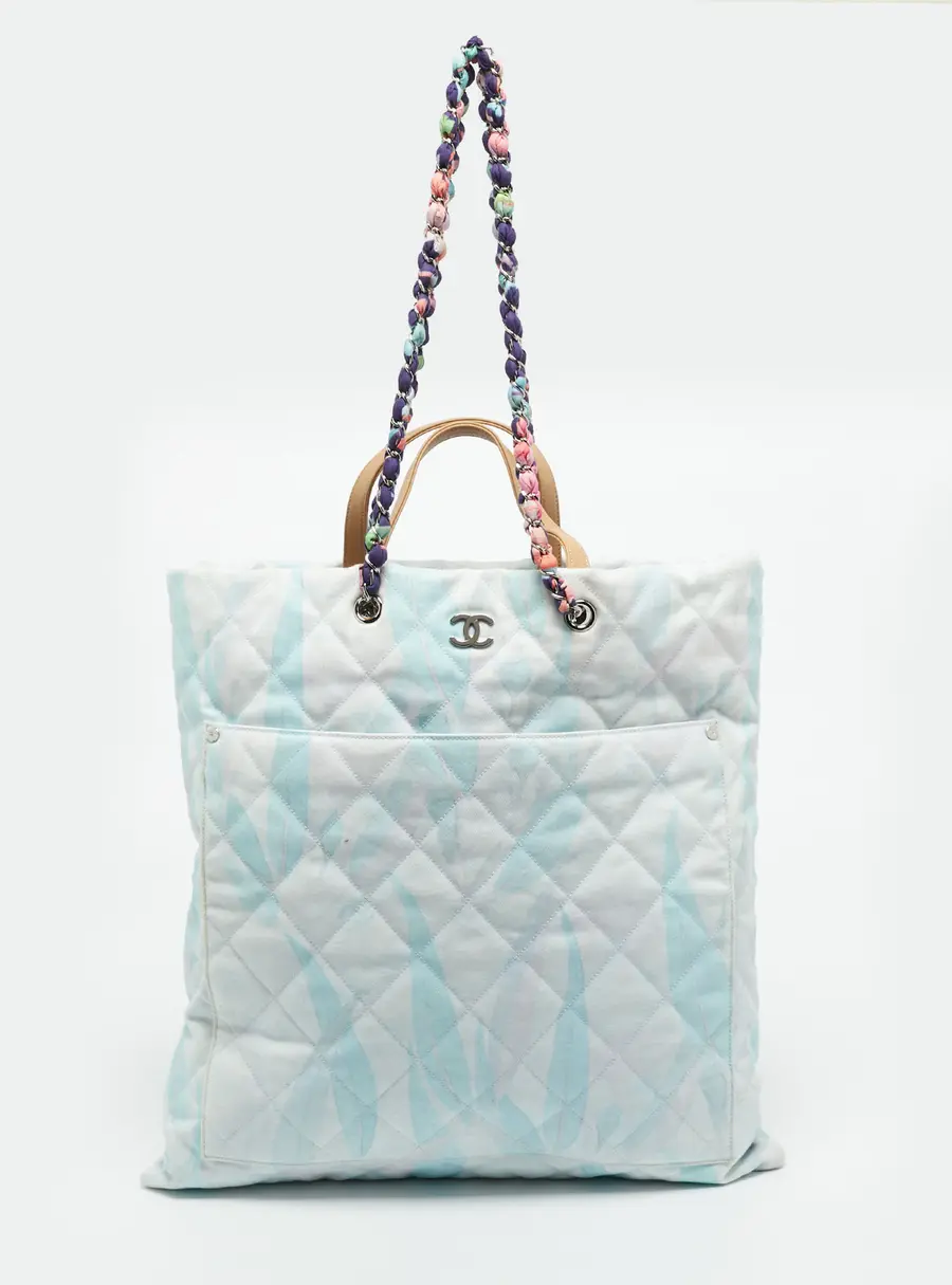 Chanel Multicolor Quilted Jungle Denim Oversized Tote