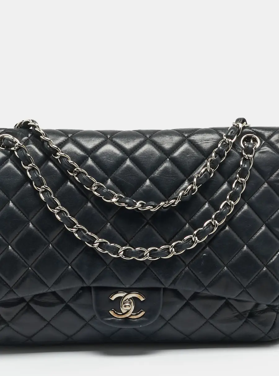 Chanel Classic Single Maxi Black Quilted Leather Flap Bag