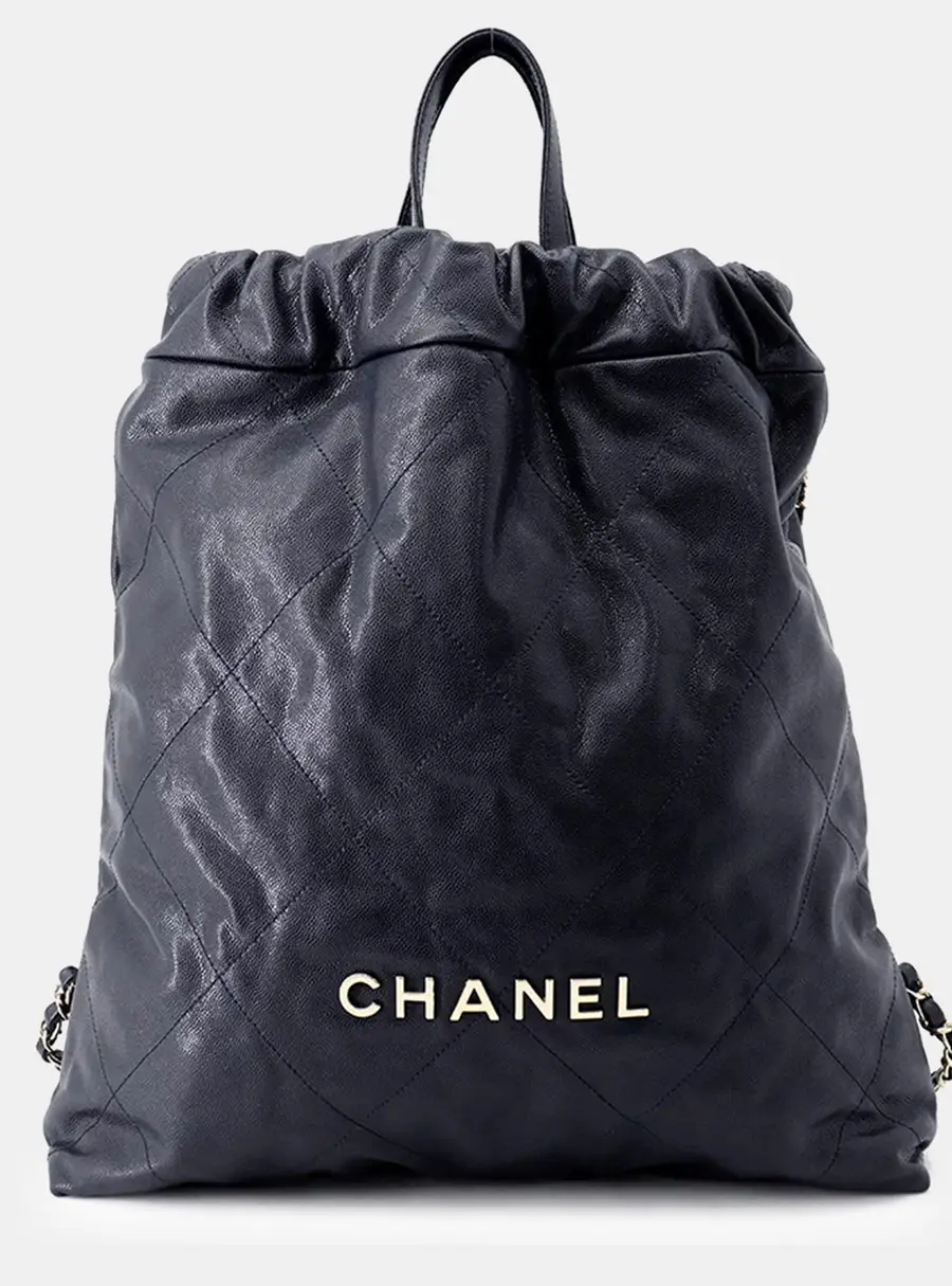 Chanel Chanel 22 Large Navy Caviar Leather Backpack Bag
