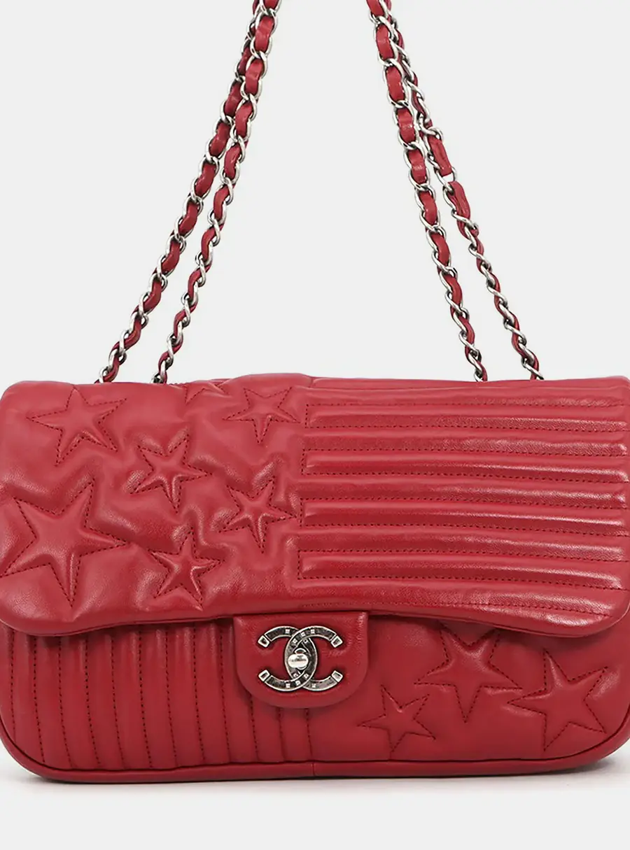 Chanel Paris-Dallas Flap Small Red Lambskin Leather Shoulder Bag