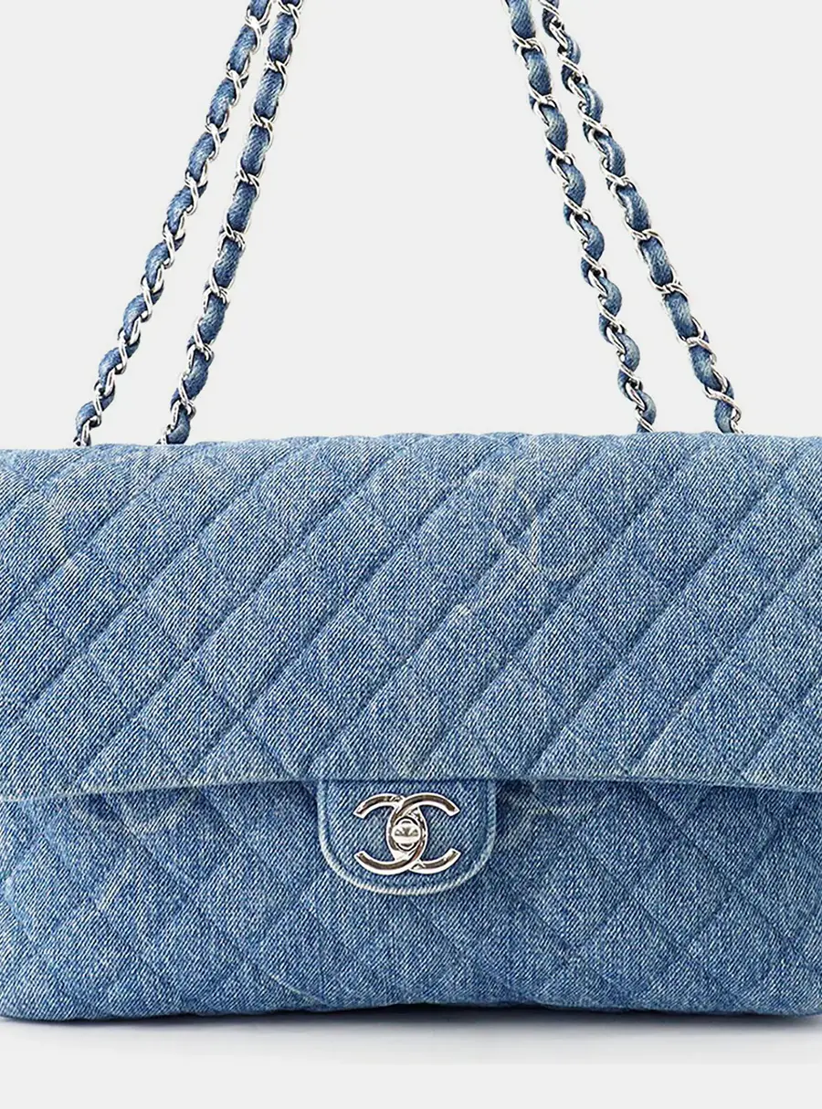 Chanel Classic Flap Medium Blue Denim Shoulder Bag
