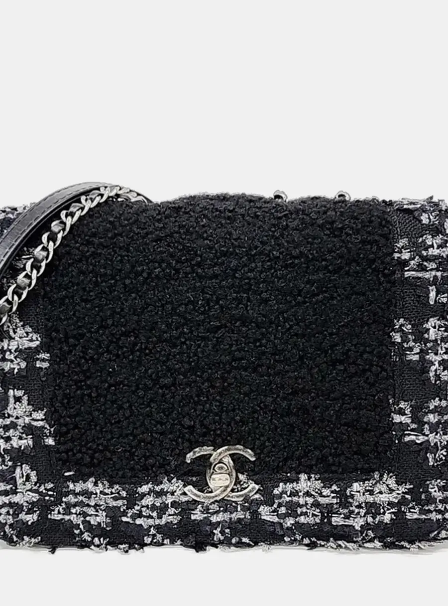Chanel Medium Black Tweed Shoulder Bag