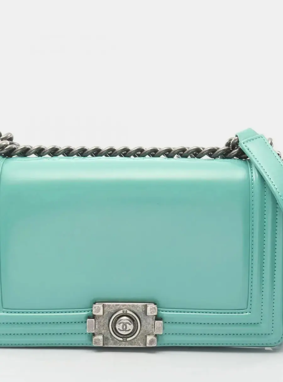 Chanel Boy Medium Mint Green Smooth Calfskin Leather Shoulder Bag