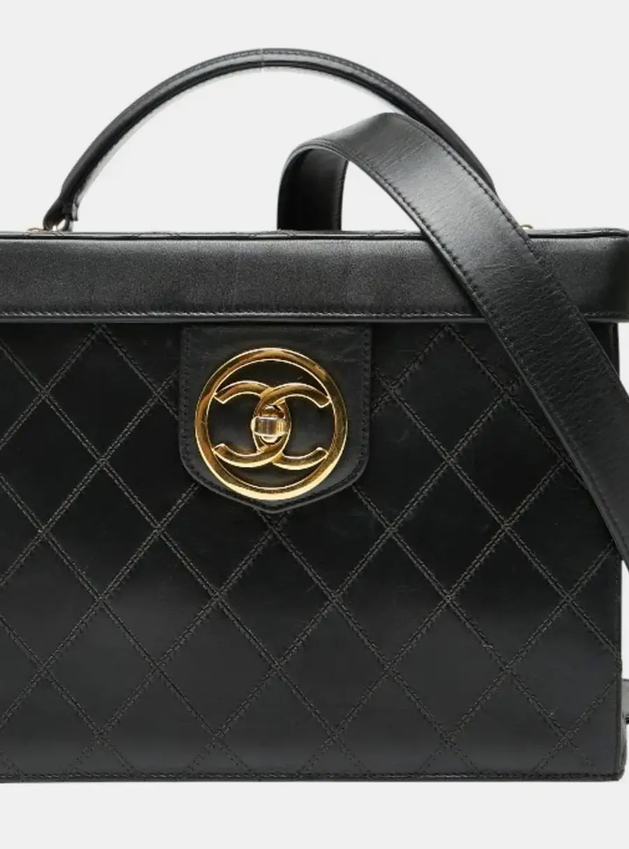 Chanel Bicolore Vintage Black Lambskin Vanity Case Shoulder Bag