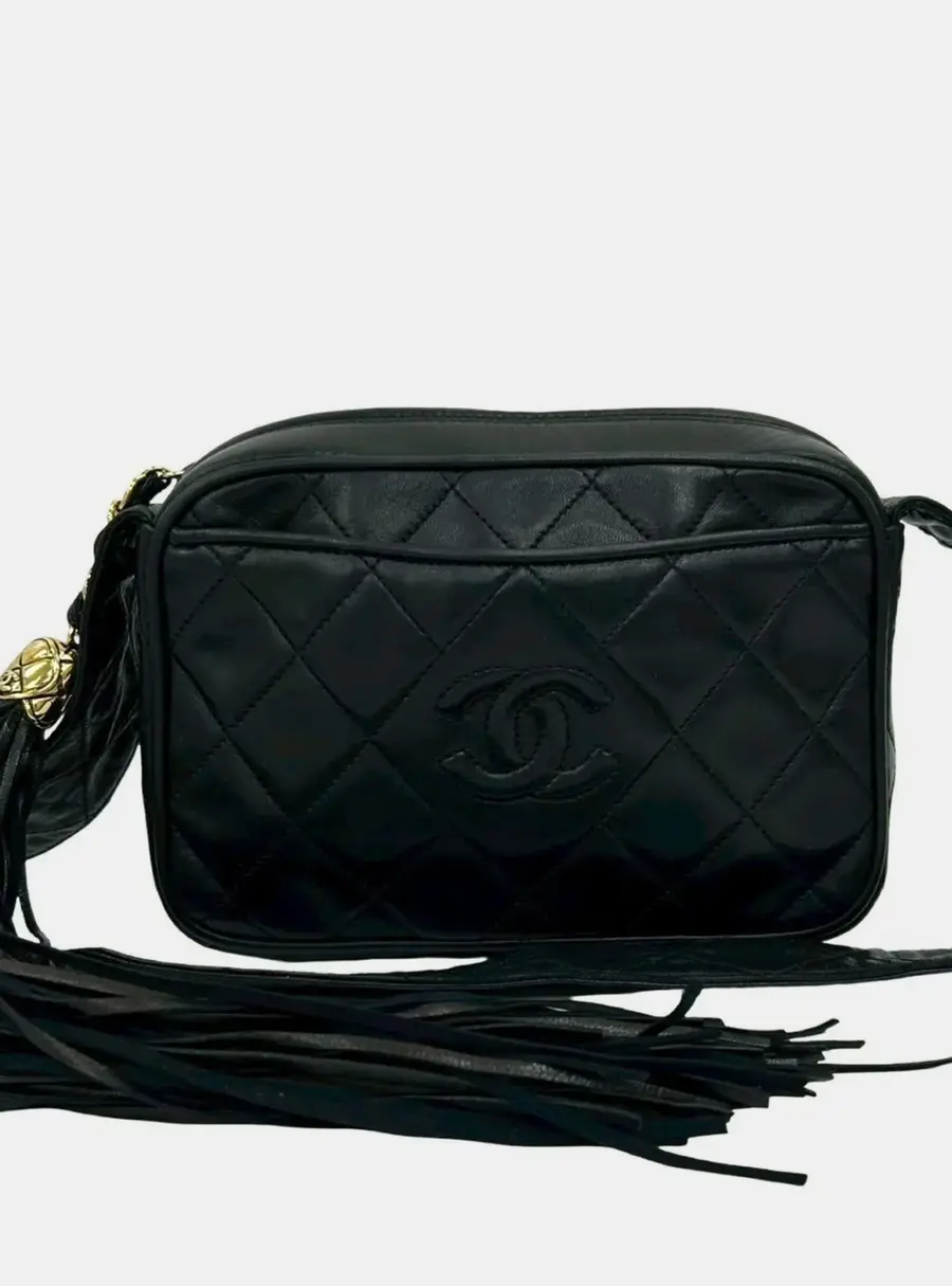 Chanel Vintage Matelasse Mini Black Lambskin Shoulder Bag