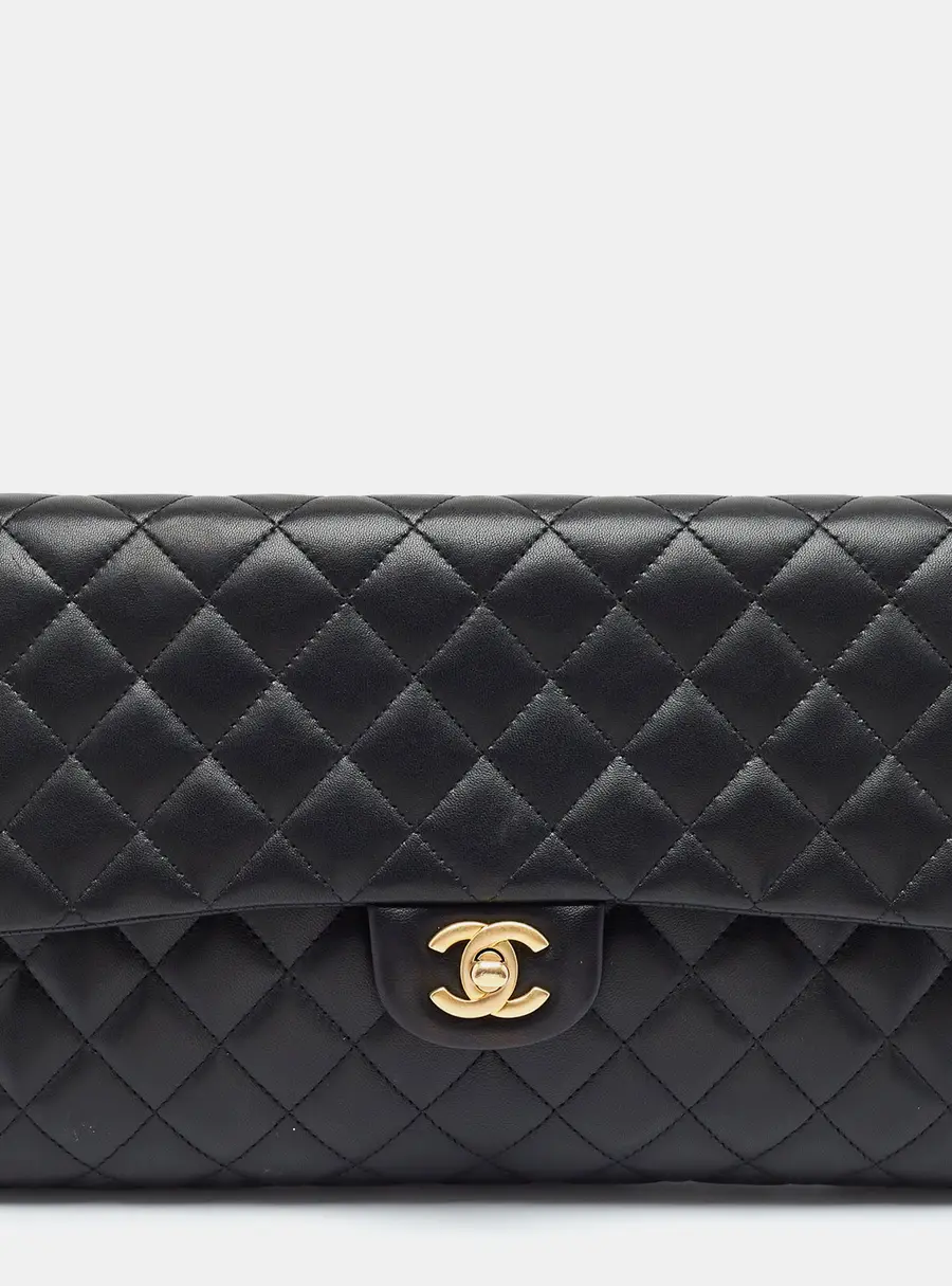 Chanel Classic Black Quilted Leather Flap Clutch