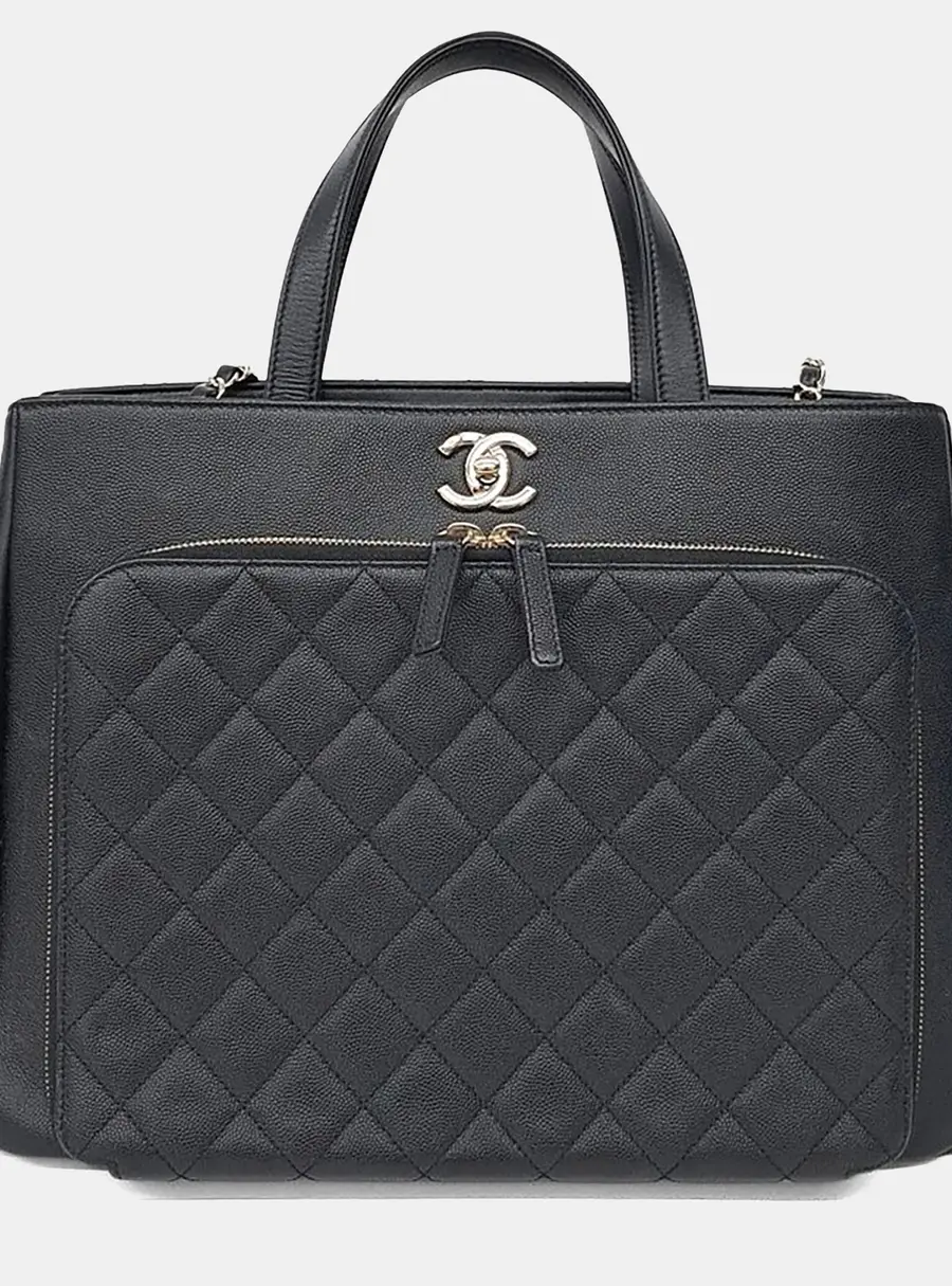 Chanel Business Affinity Large Black Caviar Leather Top Handle Bag