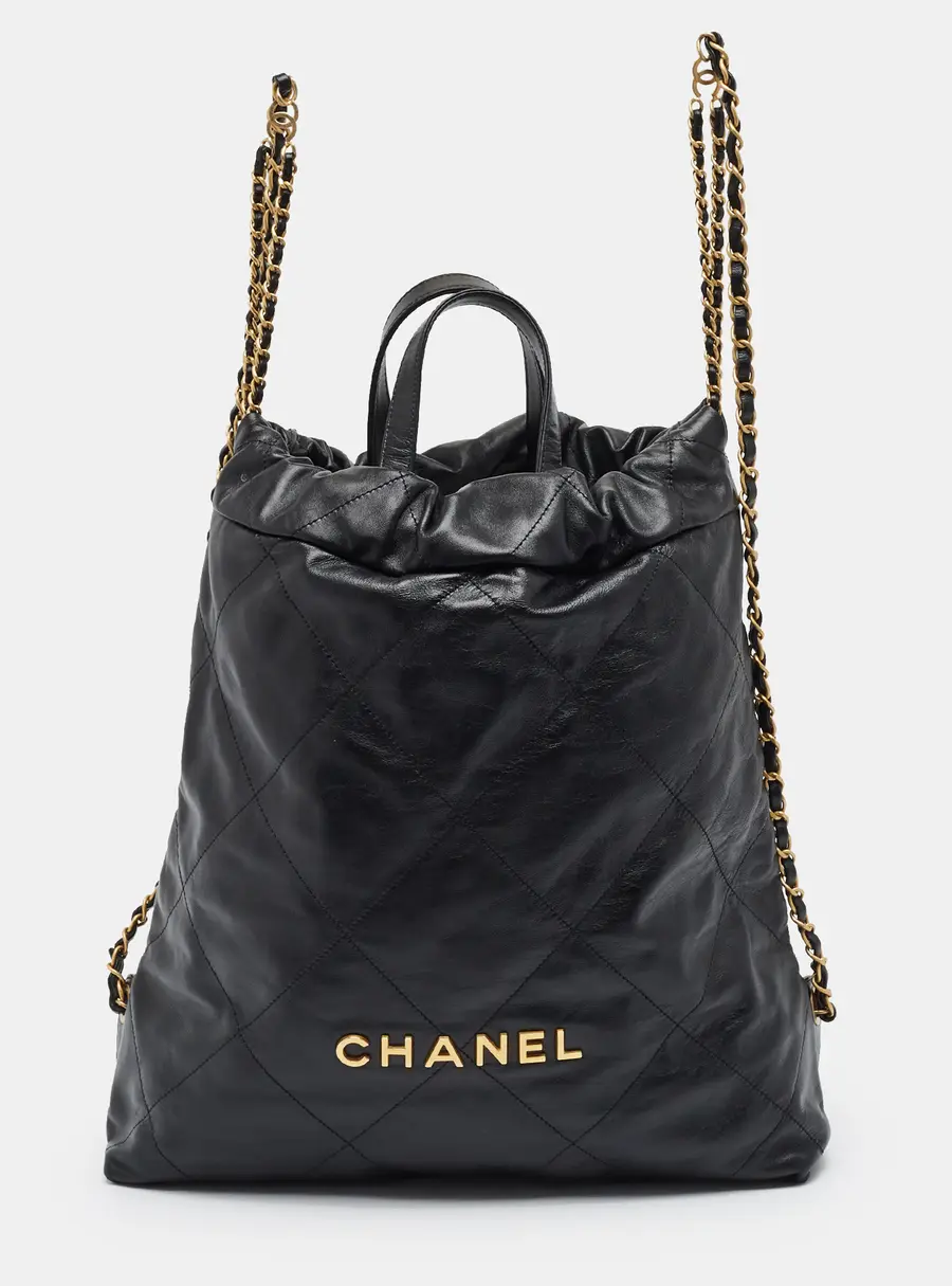 Chanel 22 Black Quilted Leather Backpack