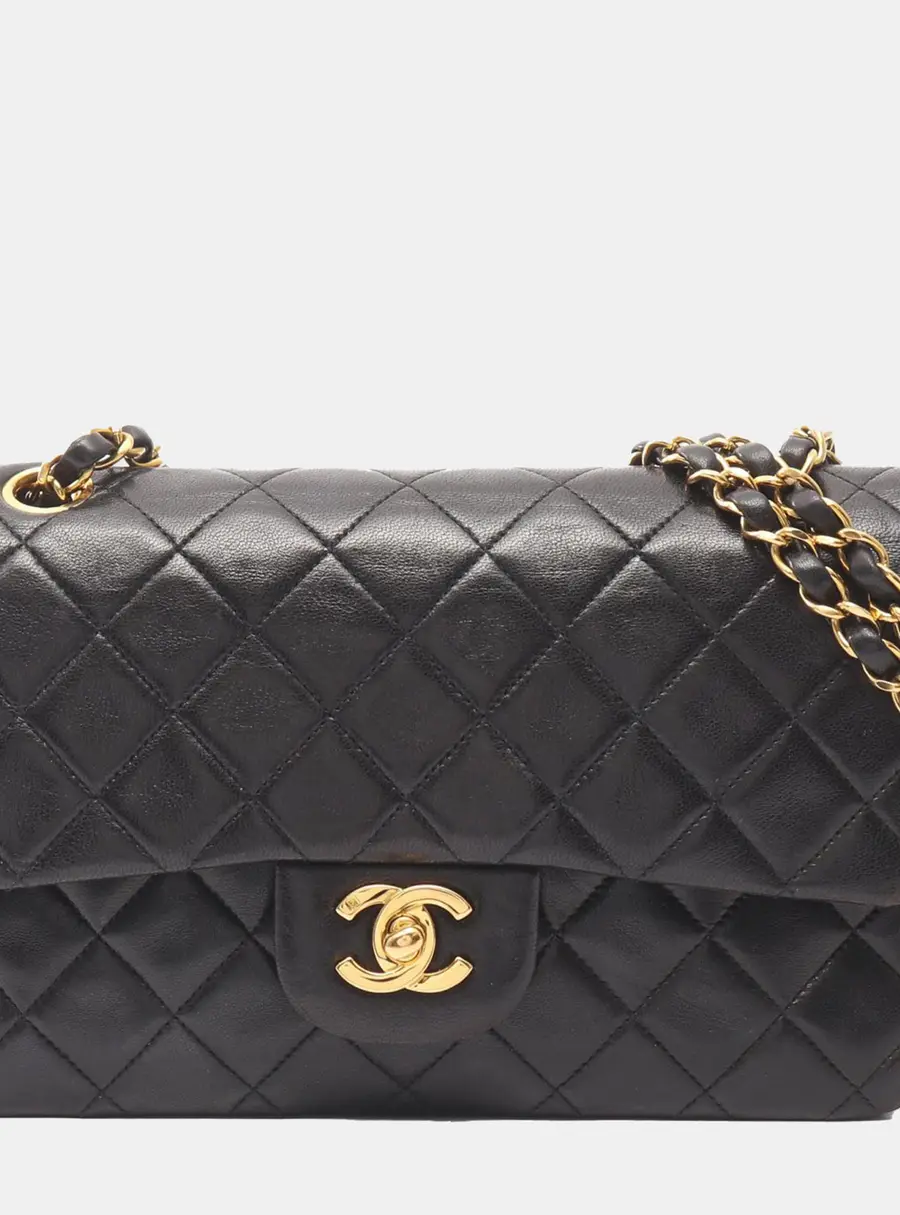 Chanel Classic Small Black Lambskin Leather Flap Bag