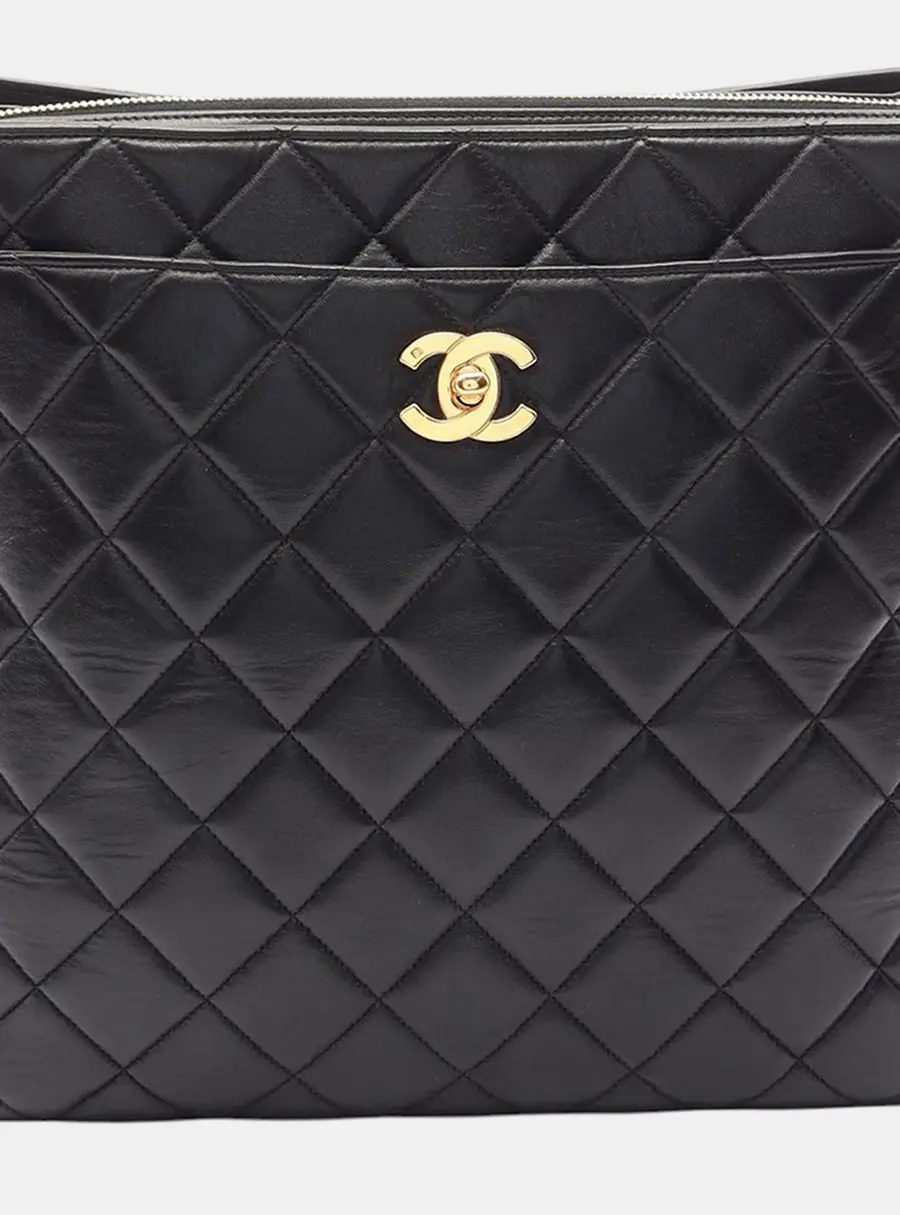 Chanel Matelasse CC Square Black Lambskin Backpack Bag