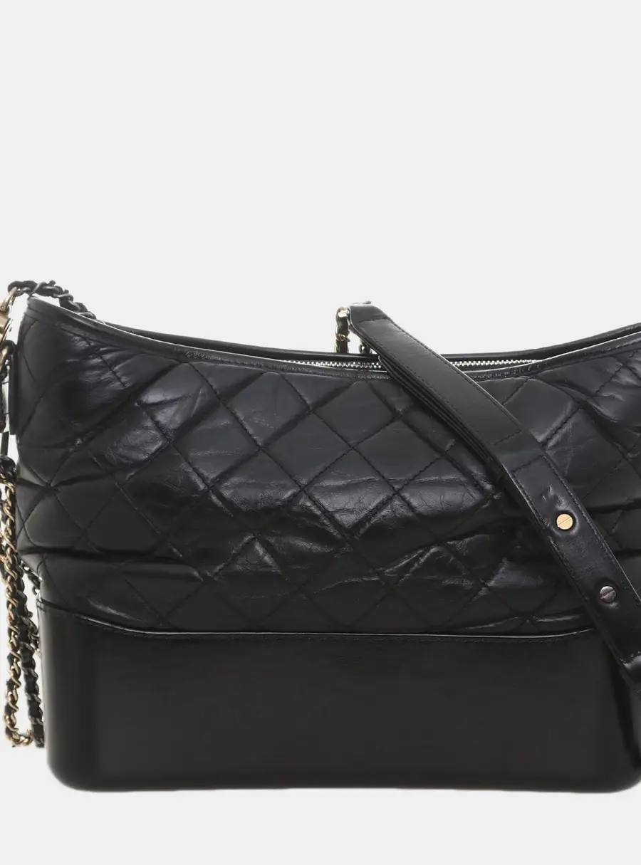 Chanel Gabrielle Hobo Bag Black Leather Quilted Hobo Bag