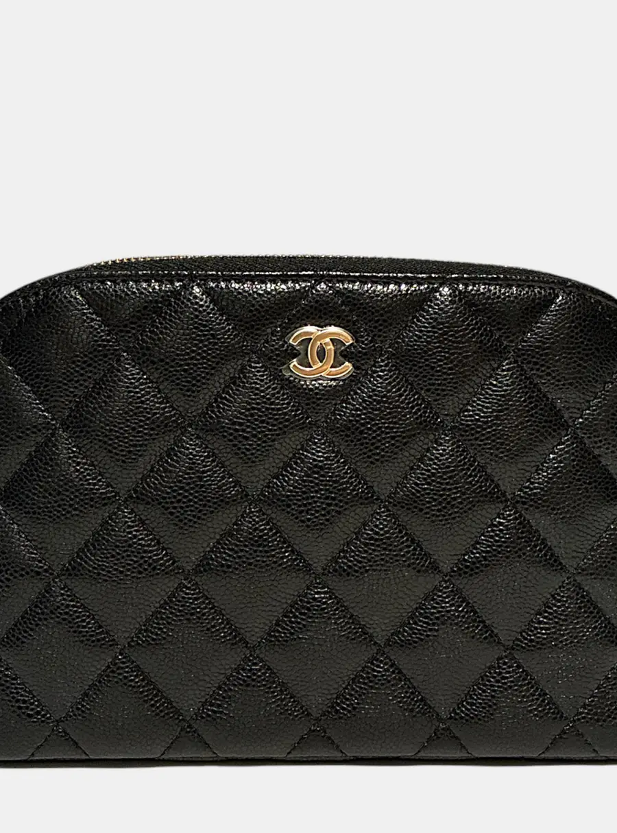 Chanel Quilted Black Caviar Leather Crossbody Bag