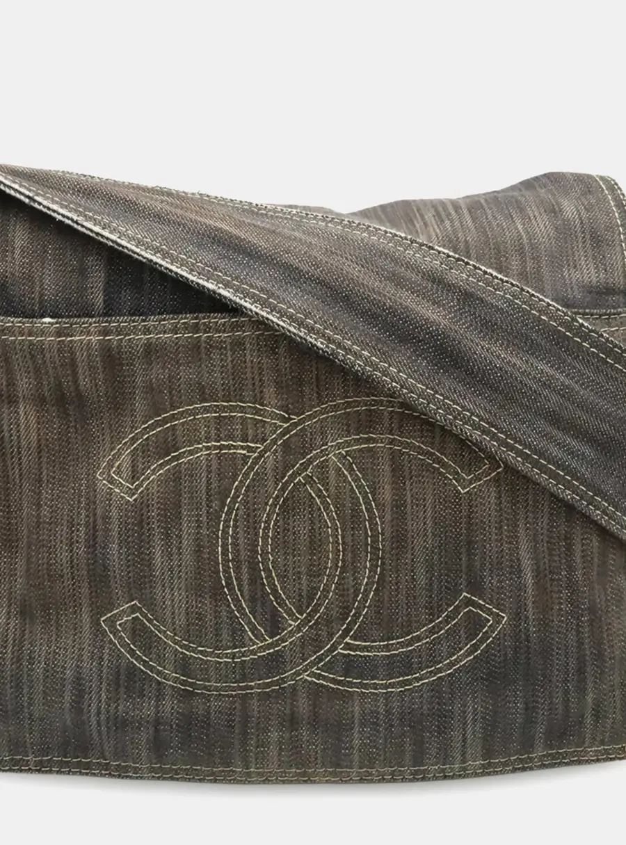 Chanel Sparkling Denim Coco Mark Indigo Blue Denim Shoulder Bag