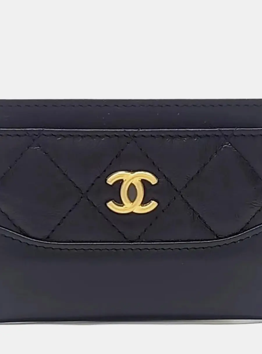 Chanel Gabrielle Black Calfskin Leather Card Holder Bag
