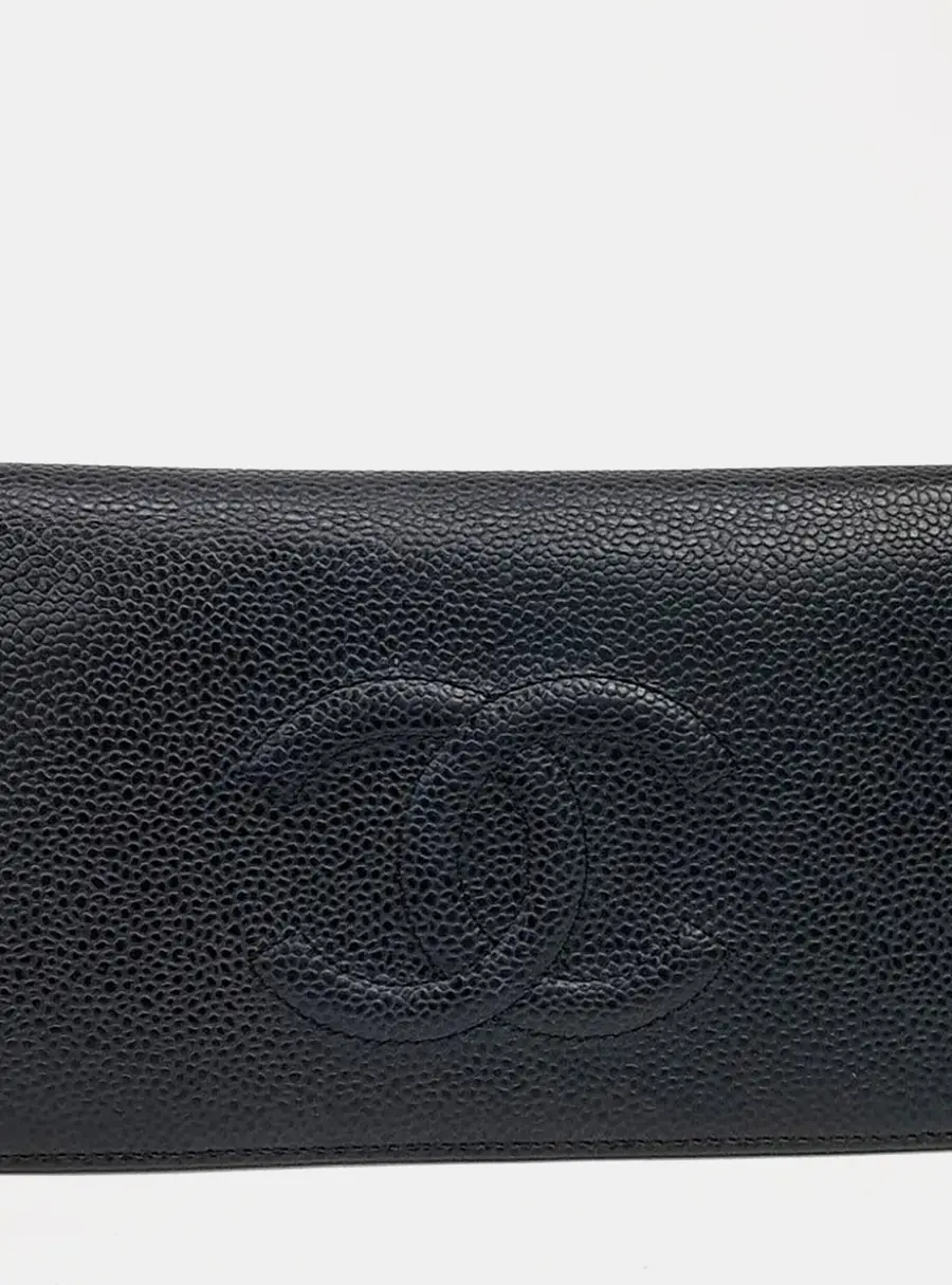 Chanel Continental Wallet Black Caviar Leather Wallet Bag