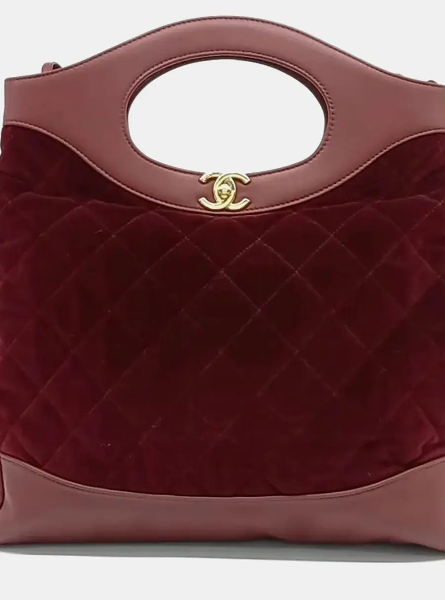 Chanel 31 Shopping Bag Red Velvet Leather Top Handle Bag