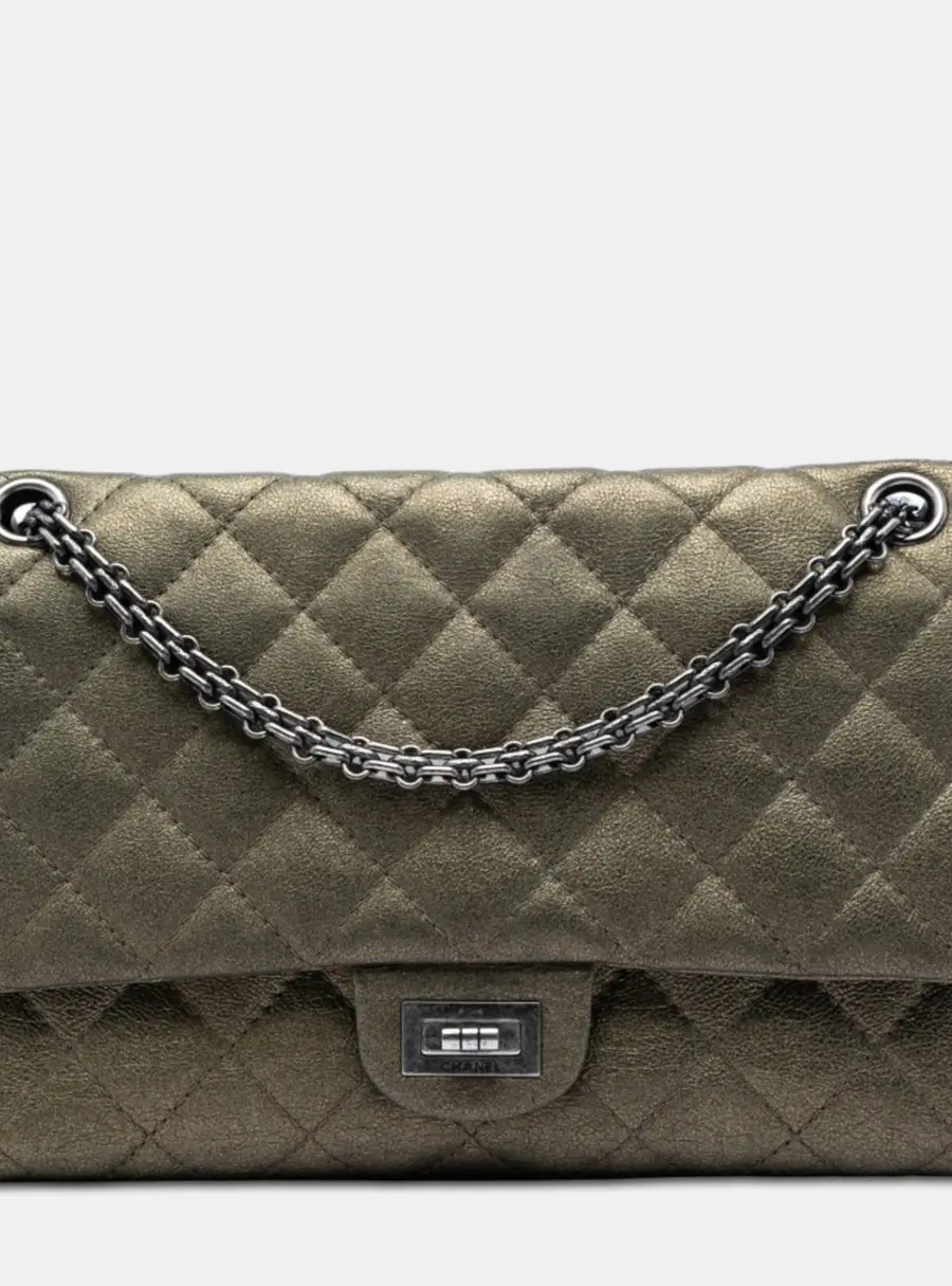 Chanel Reissue 2.55 226 Bronze Metallic Aged Calfskin Double Flap Shoulder Bag