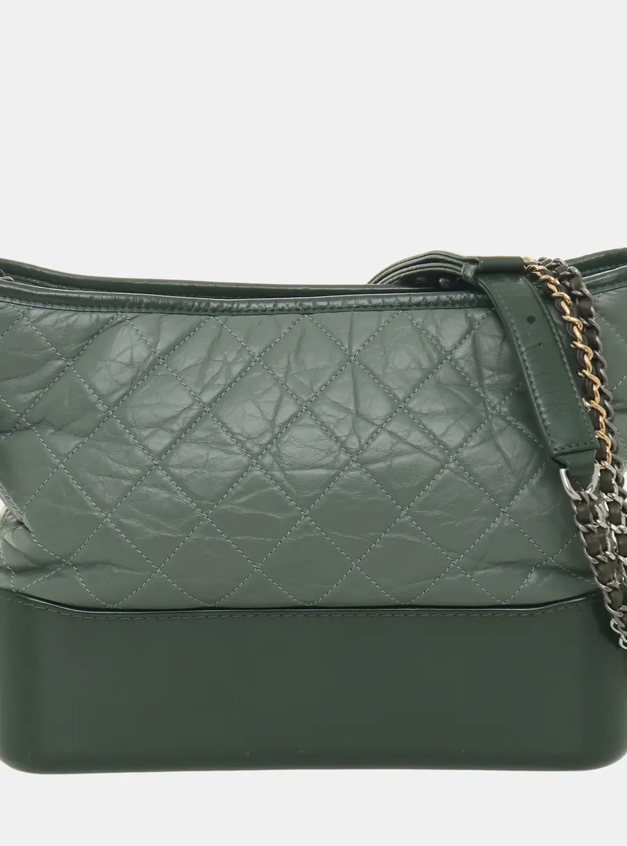 Chanel Gabrielle Medium Green Aged Calfskin Leather Hobo Bag