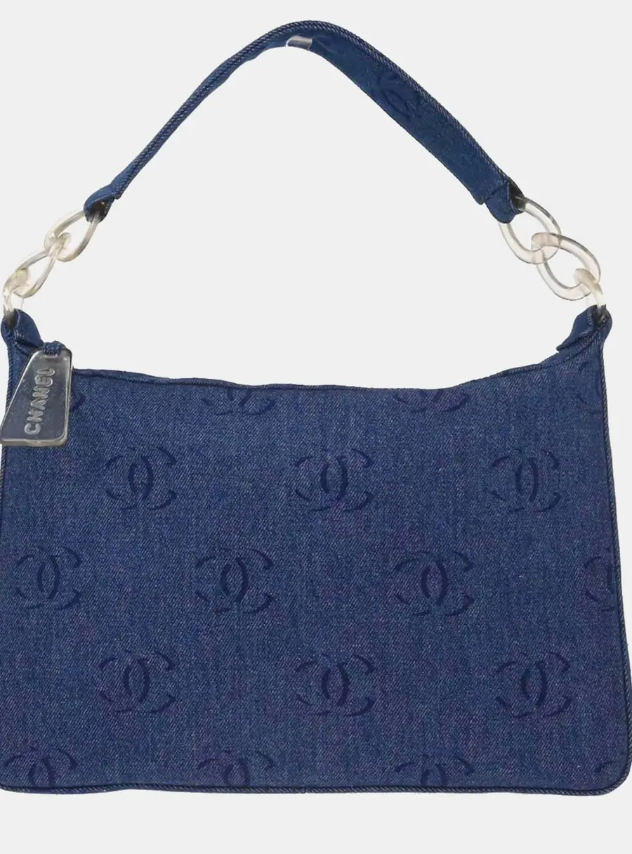 Chanel CC Denim Small Blue Denim Acrylic Shoulder Bag
