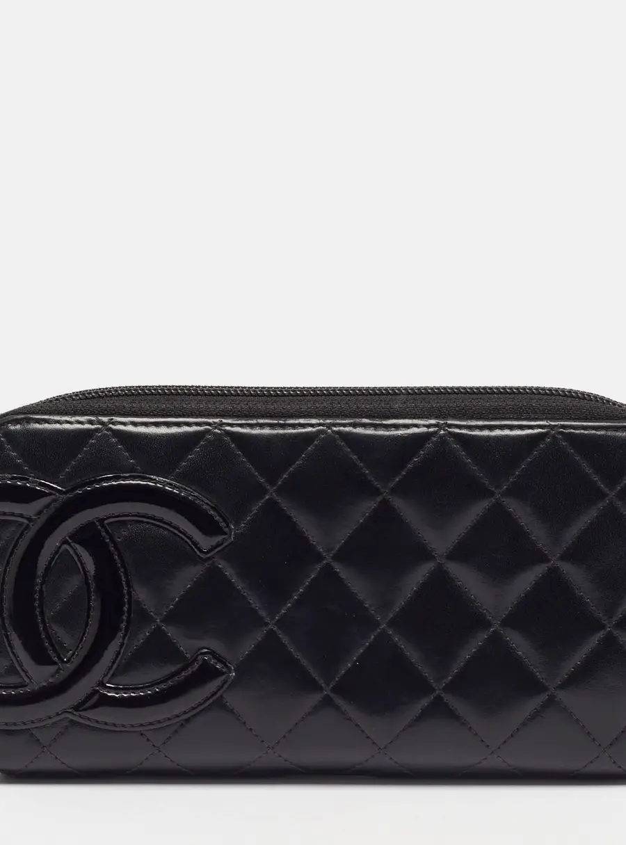 Chanel CC Cambon Ligne Black Quilted Leather Continental Wallet