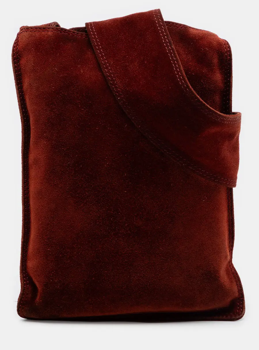 Chanel Vintage Suede Flat Strap Brown Suede Crossbody Bag