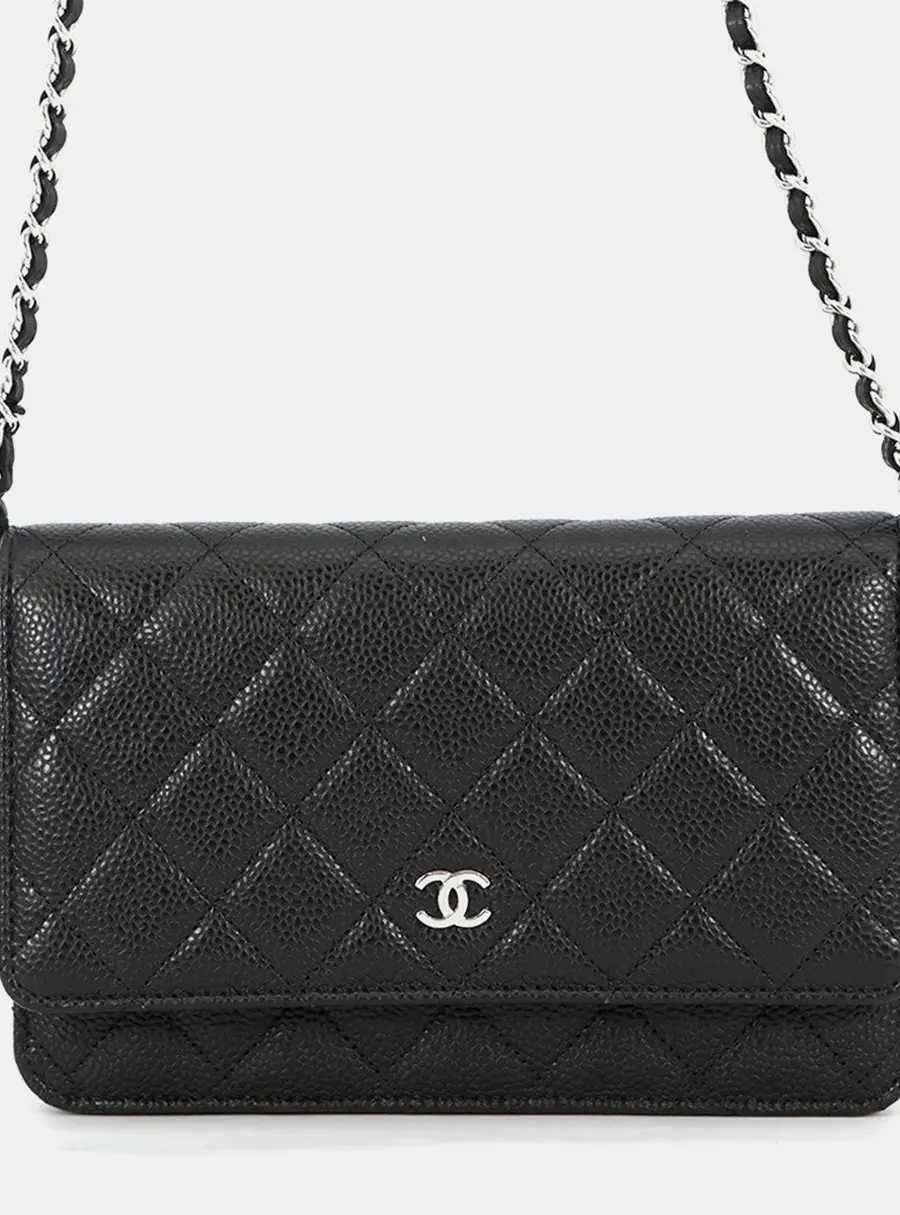Chanel Wallet on Chain Black Caviar Leather Shoulder Bag