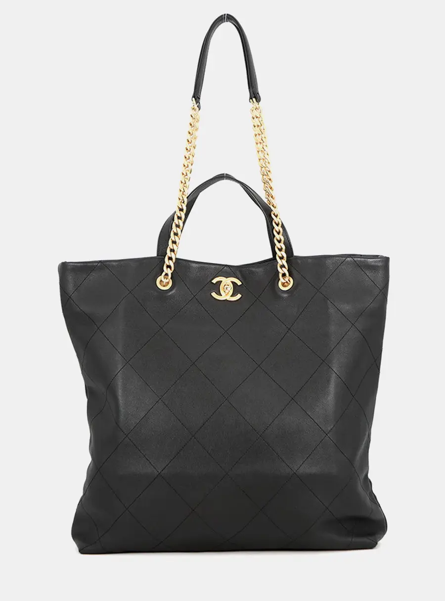 Chanel Matelasse Maxi Black Soft Caviar Leather Shopping Bag