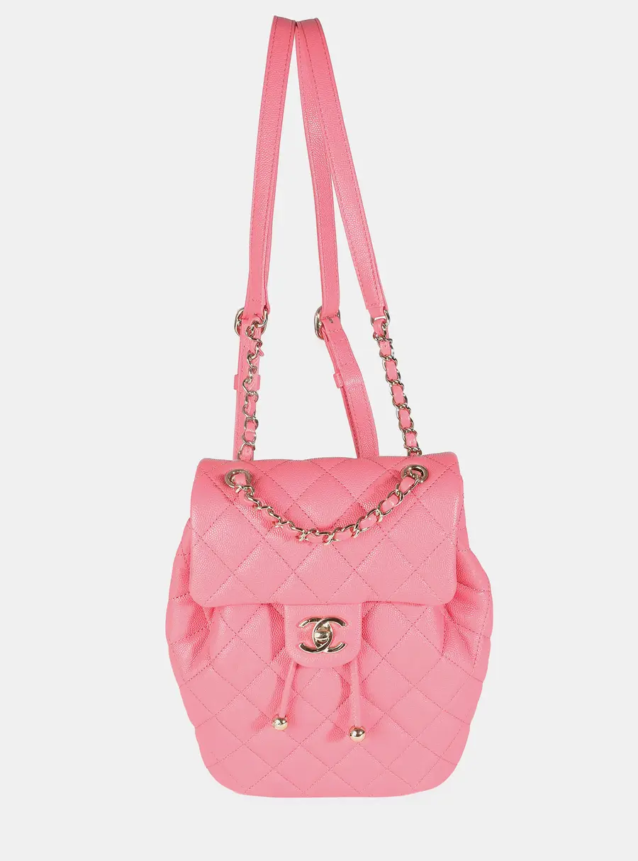 Chanel Drawstring Pink Quilted Caviar Leather Backpack Bag