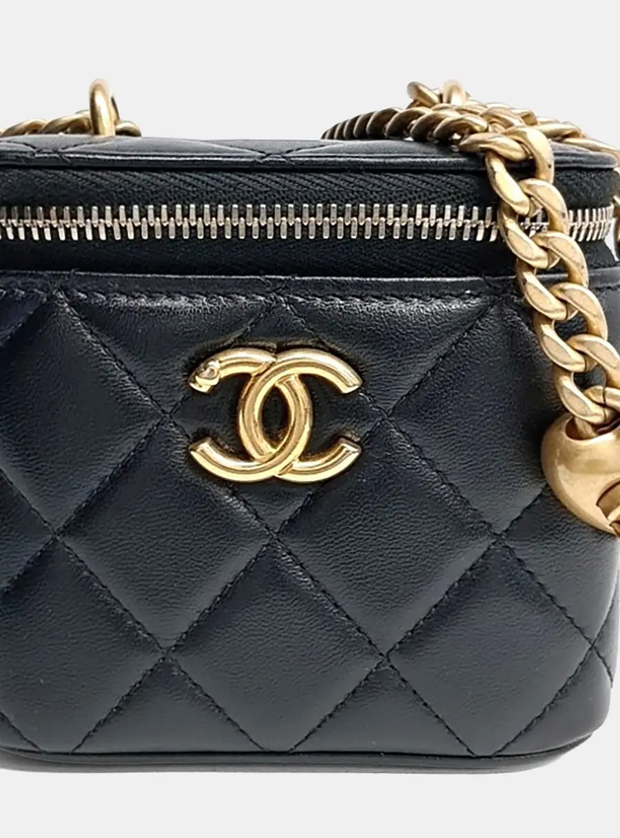 Chanel Heartball Vanity Mini Black Lambskin Leather Crossbody Bag