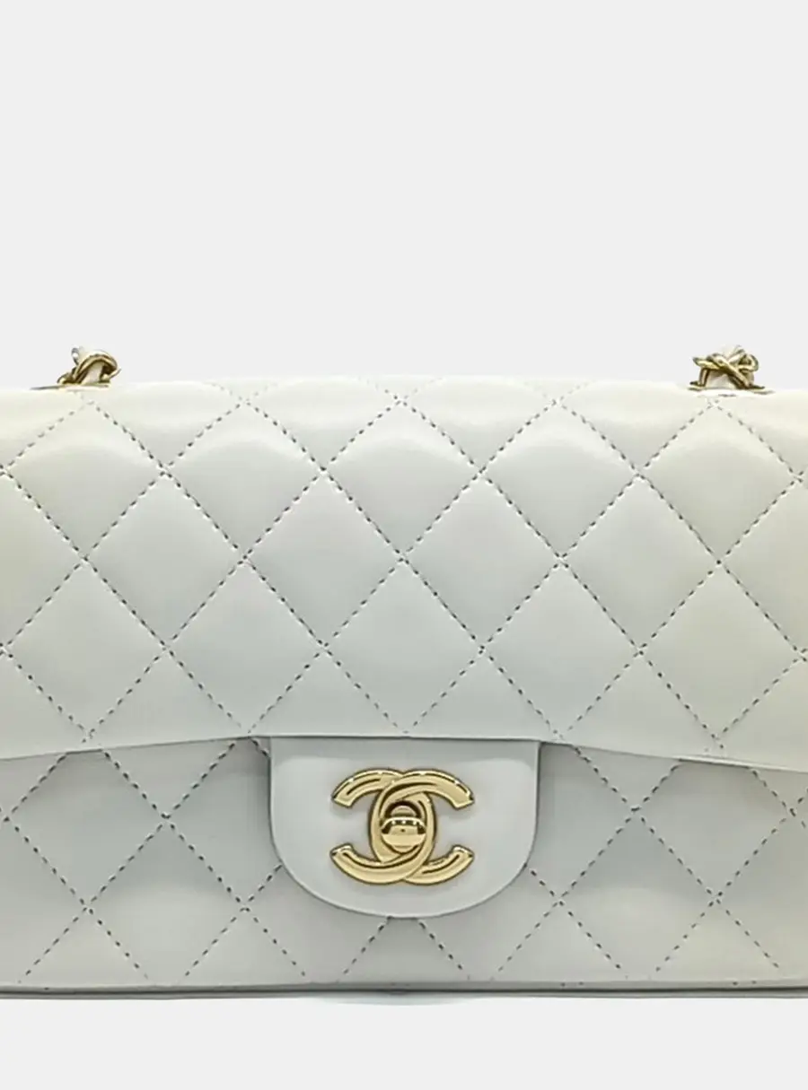 Chanel Classic New Mini White Lambskin Leather Crossbody Bag