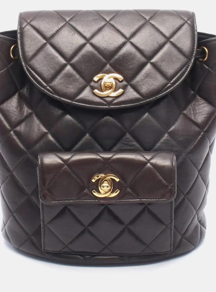 Chanel Duma Medium Dark Brown Lambskin Leather Backpack Bag
