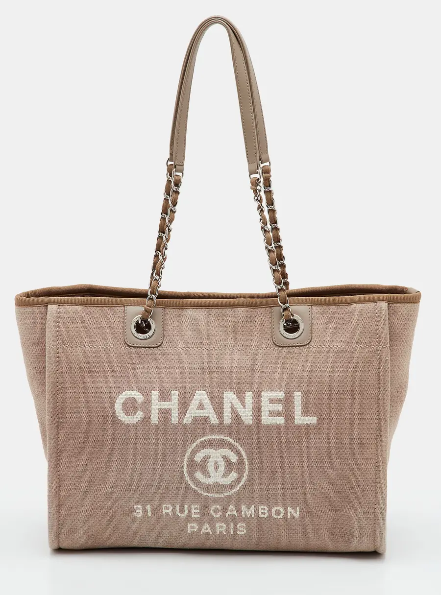 Chanel Deauville Medium Beige Canvas Tote