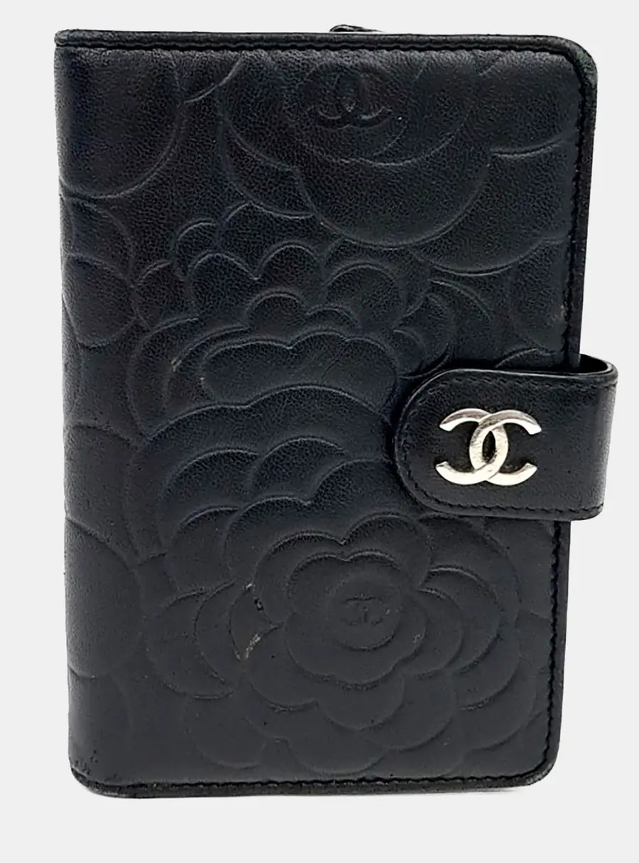 Chanel Camellia Medium Black Leather Top Handle Bag