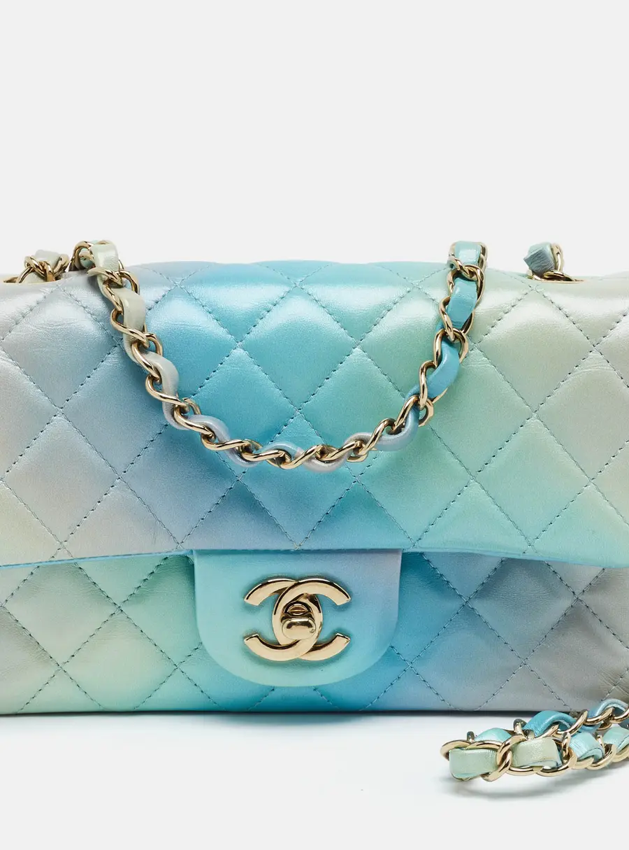 Chanel Rectangular Flap Mini Multicolor Tie Dye Ombre Quilted Leather Shoulder Bag