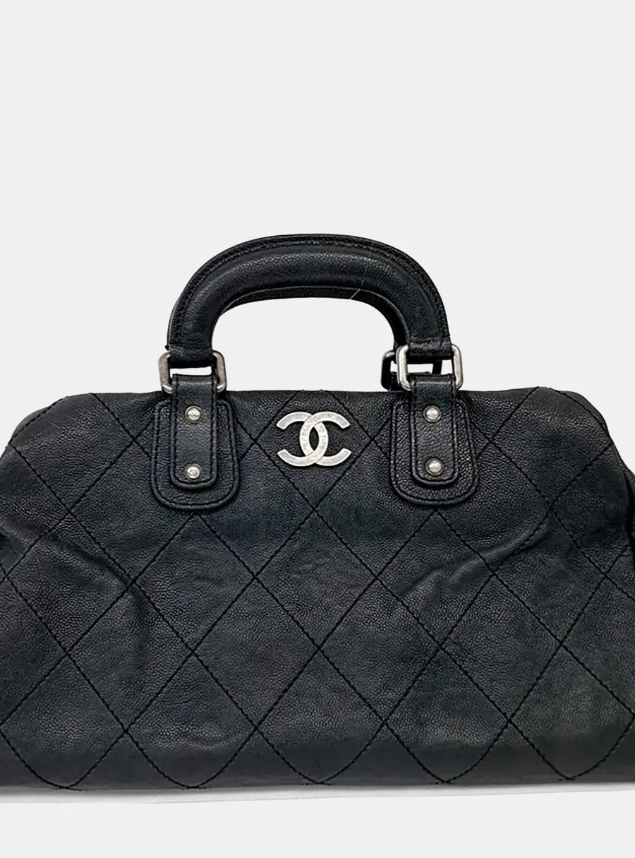 Chanel Black Leather Chanel Stitch Tote Bag