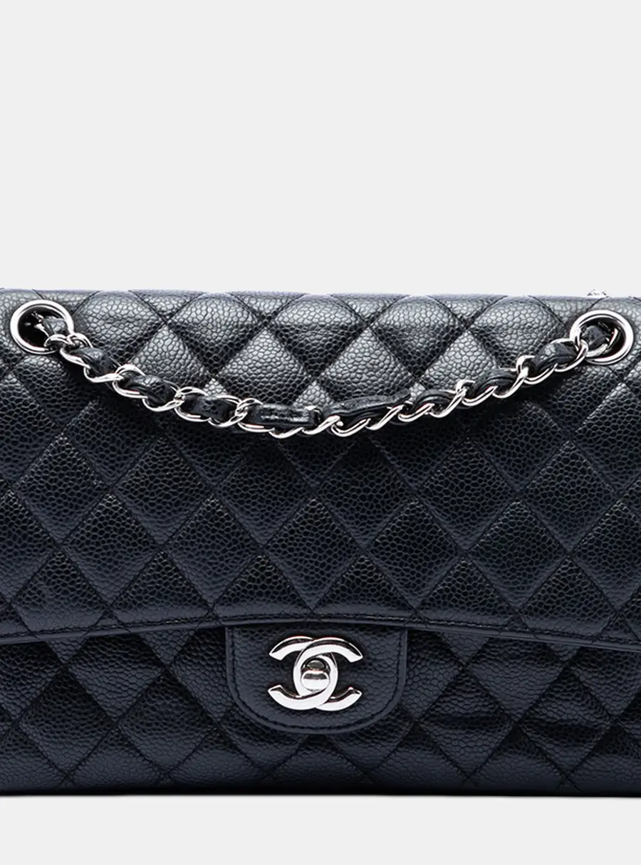 Chanel Classic Medium Black Caviar Leather Flap Bag