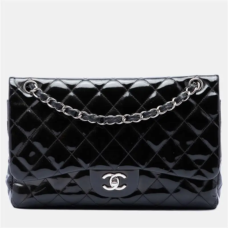 Chanel Classic Jumbo Black Patent Leather Shoulder Bag
