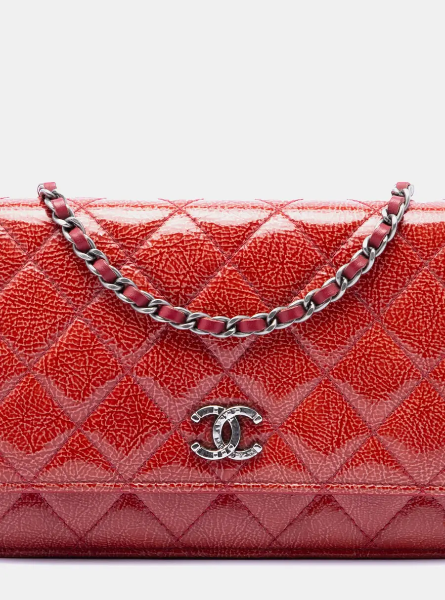 Chanel Paris Dallas Red Patent Goatskin Wallet on Chain Bag