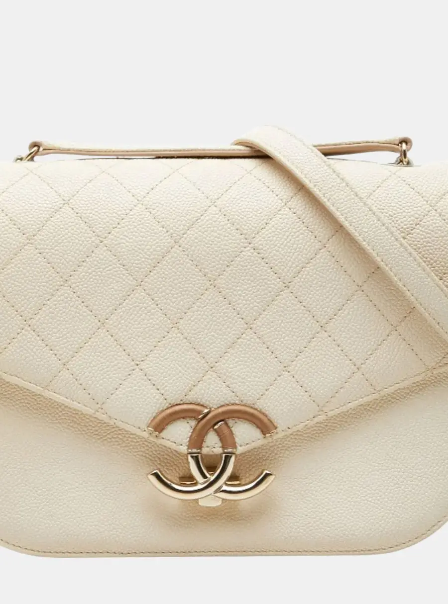 Chanel Paris-Cuba Thread Around Flap Medium Beige Caviar Leather Shoulder Bag
