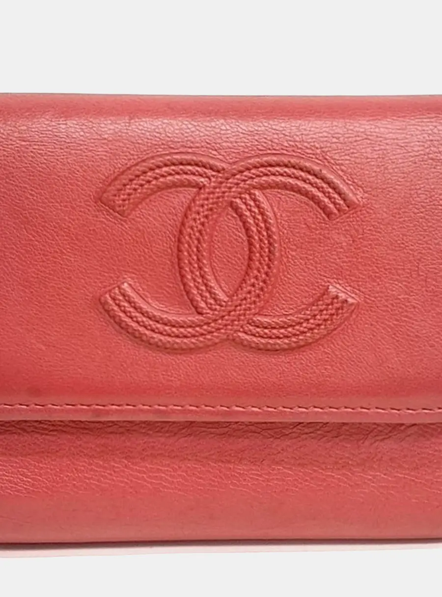 Chanel Small Red Leather Wallet Bag