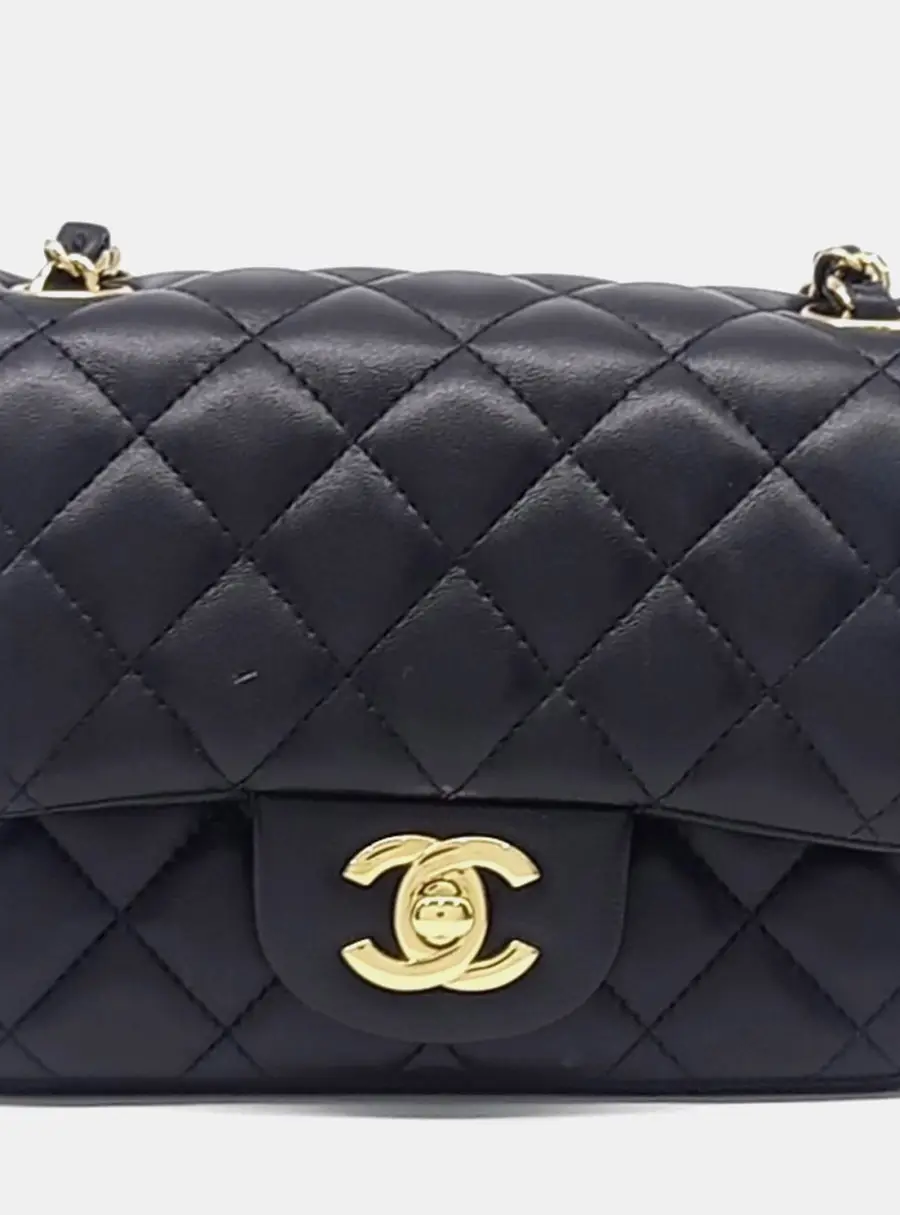 Chanel Petite Sac Black Lambskin Leather Crossbody Bag