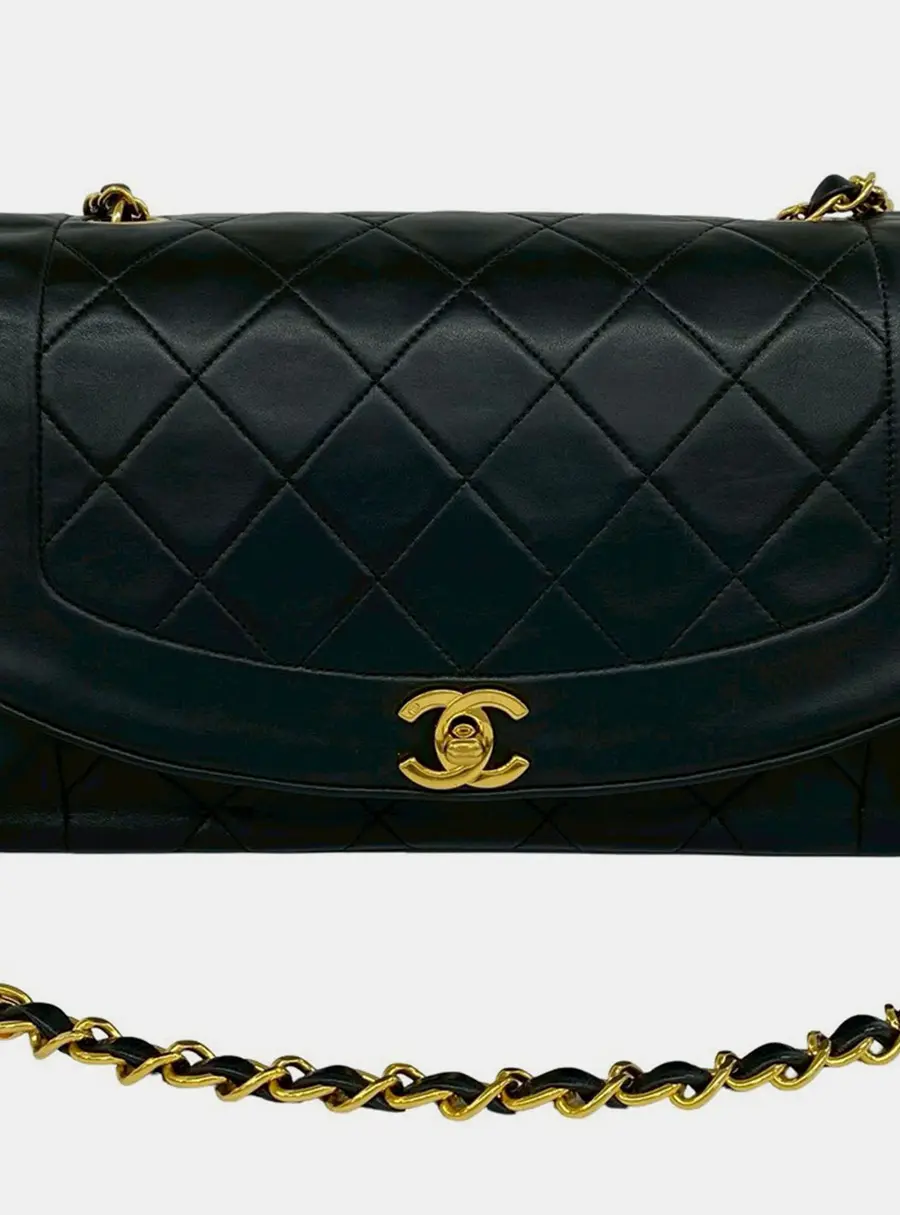Chanel Diana Medium Black Lambskin Shoulder Bag