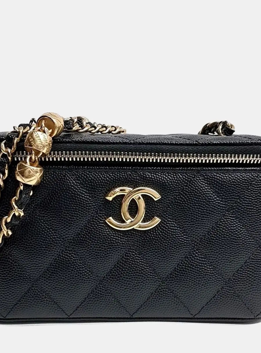 Chanel Vanity Small Black Caviar Leather Crossbody Bag