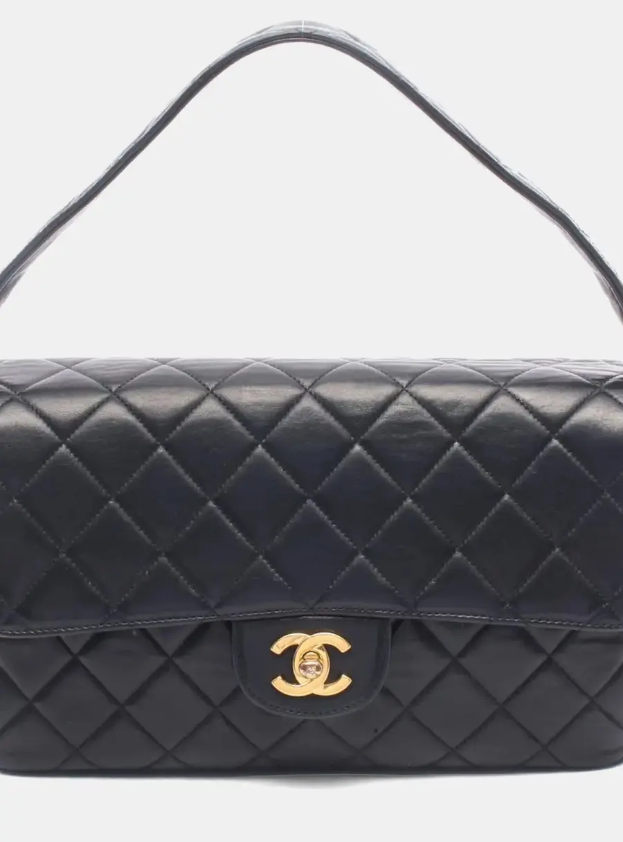 Chanel Matelasse Double Face Medium Black Lambskin Leather Shoulder Bag