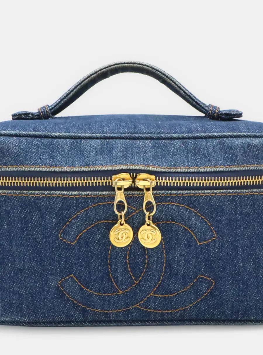 Chanel Coco Mark Blue Denim Top Handle Bag