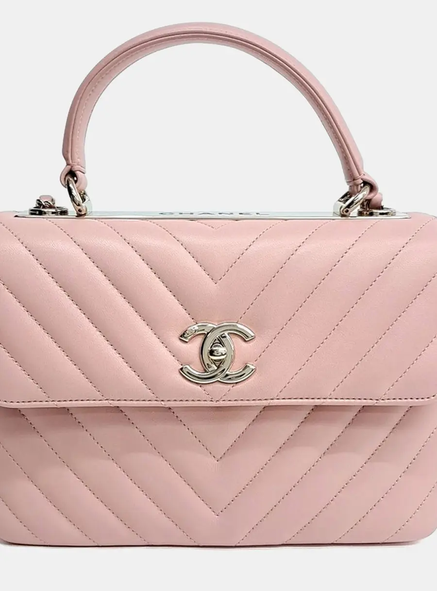 Chanel Trendy CC Small Pink Leather Top Handle Bag